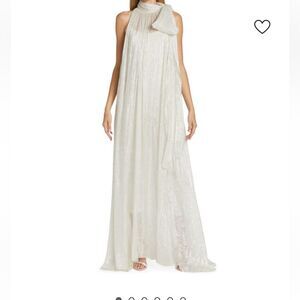 HALSTON Dulcie Metallic Chiffon Gown NWT
